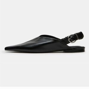 Zara Black Leather Slingback Flats
